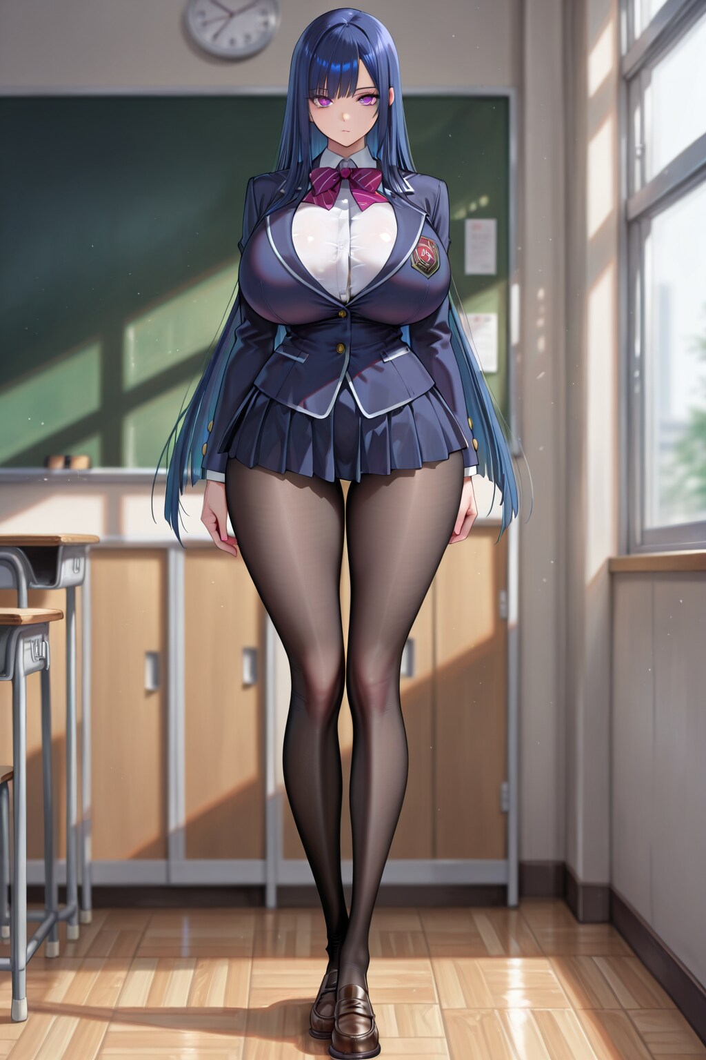 青髪ロングの女子高生