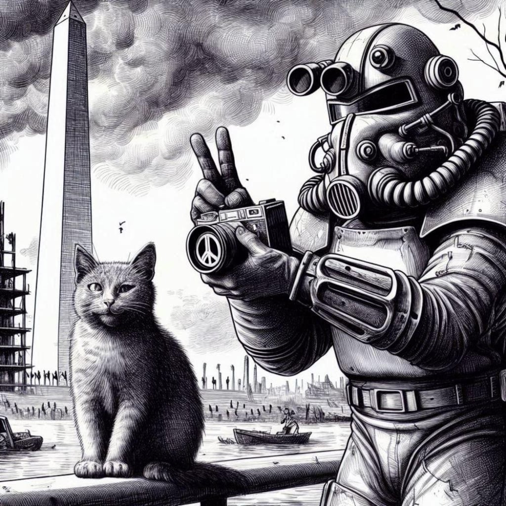 世紀末ピースサイン自撮りボディスーツコスプレ人妻＆白黒猫？