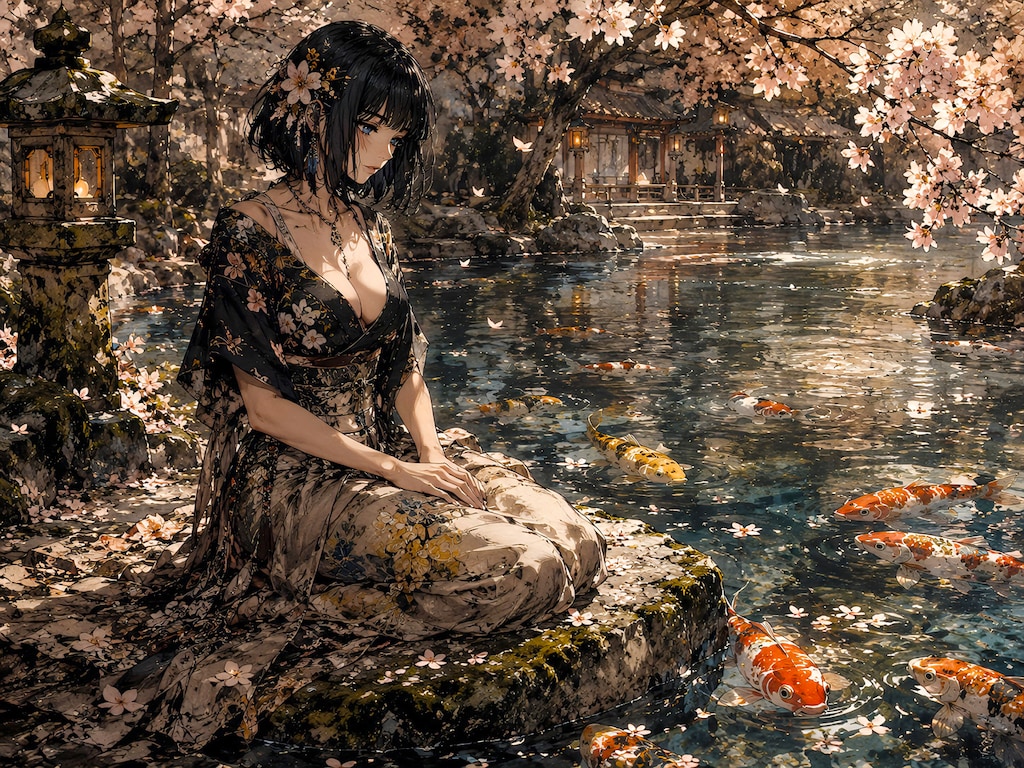 桜の下の静かなひととき