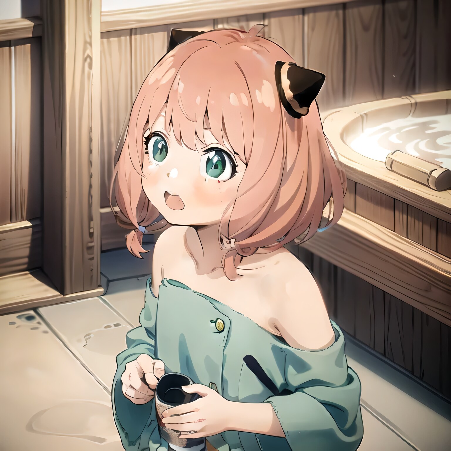 ピンク髪ボブでお風呂の少女 | の人気AIイラスト・グラビア