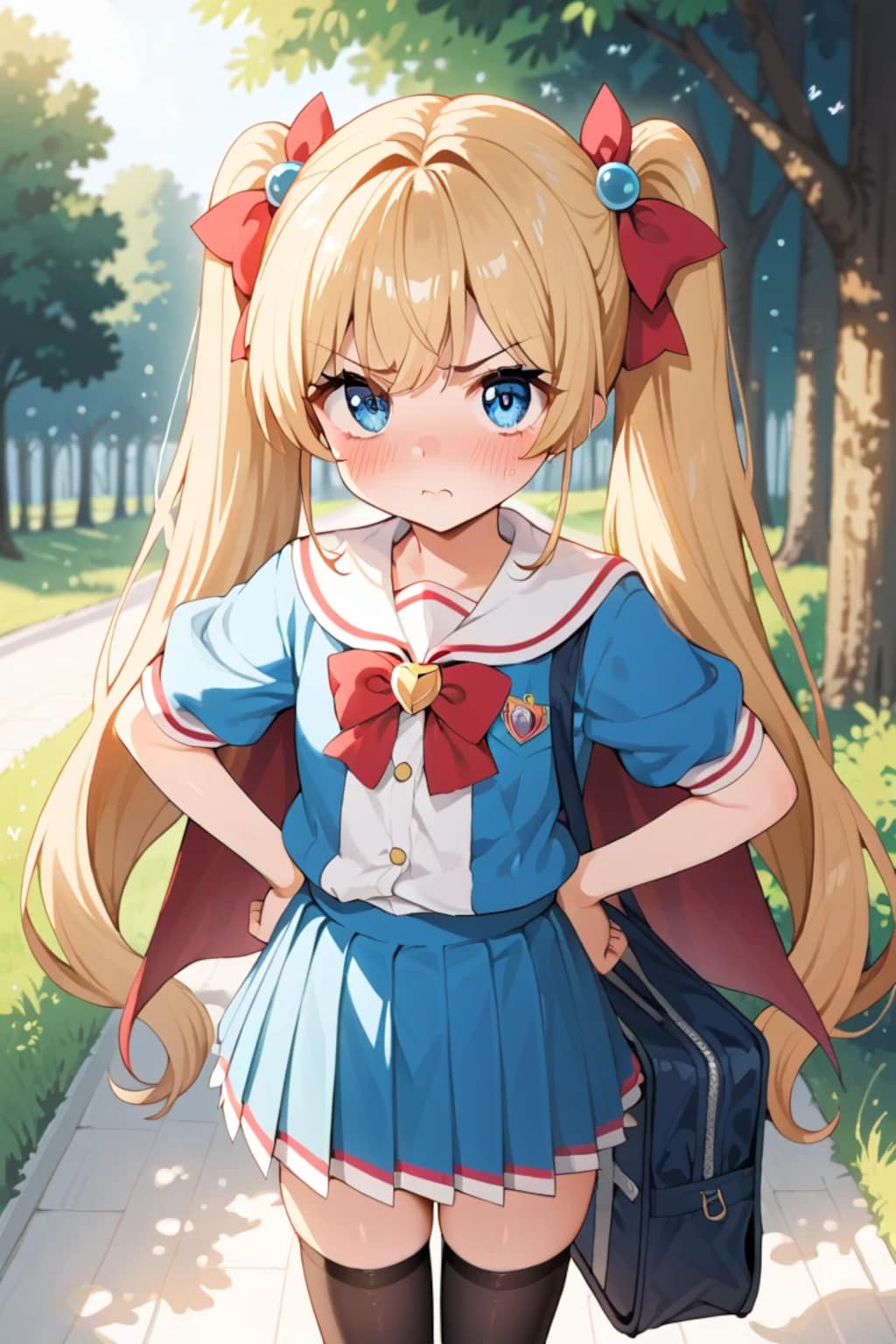 怒ったツインテ女子高生✨かわいい！