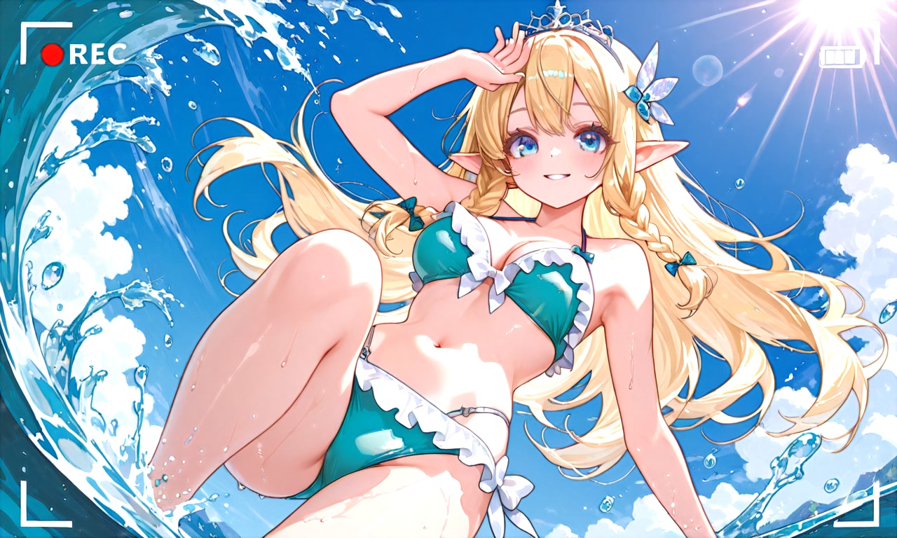 エルフのお姫様と海でキャッキャウフフ遊び