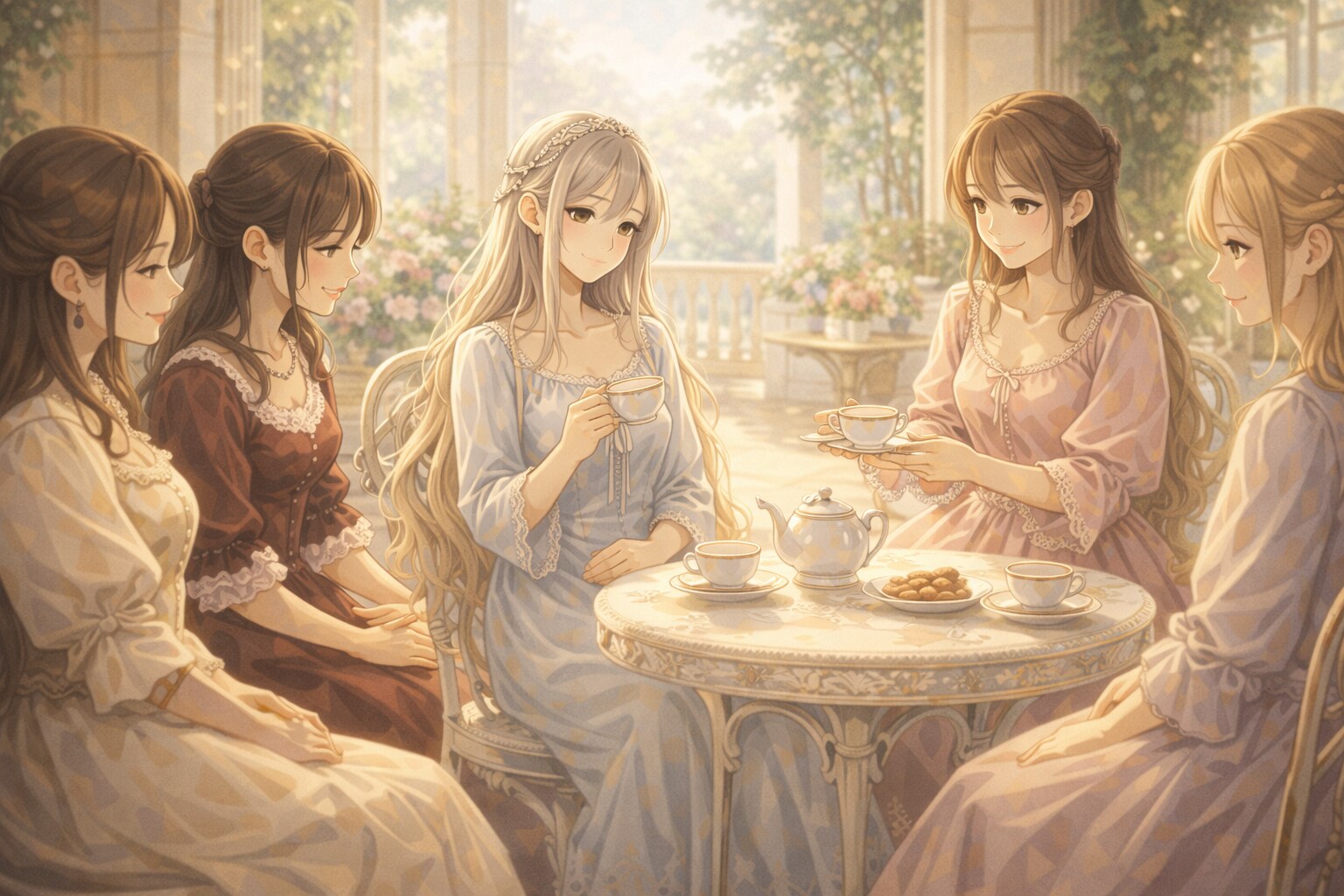 先輩愛人さんたちとお茶を楽しむ姫