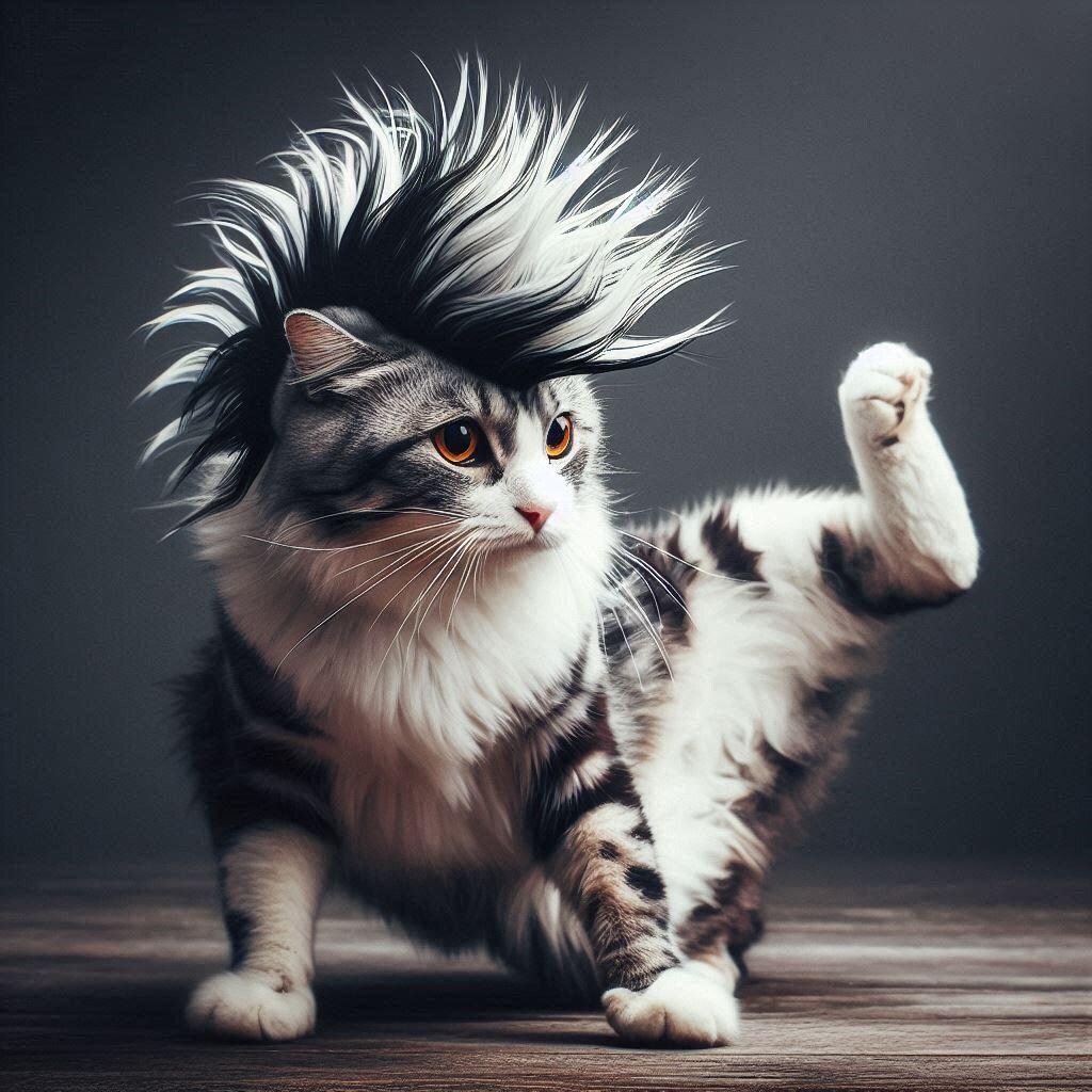 モヒカンにした猫