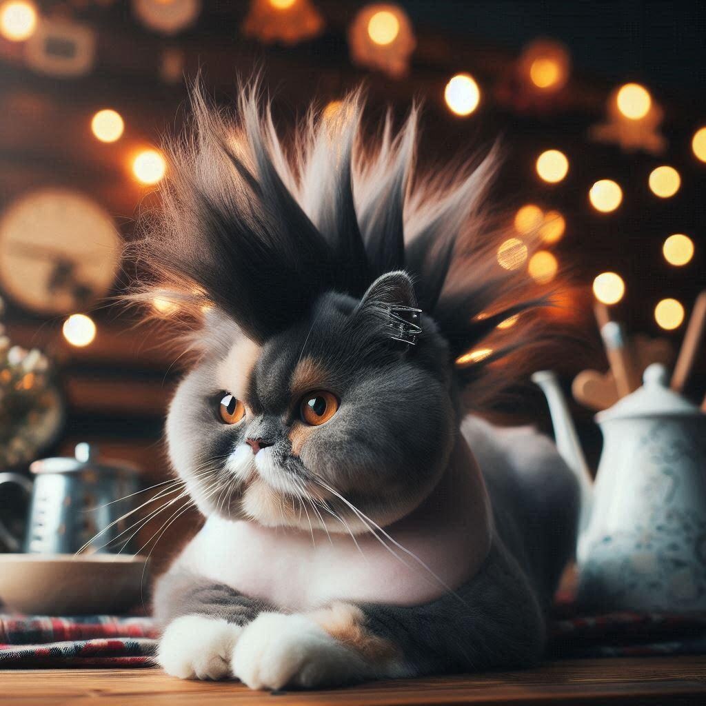 モヒカンにした猫