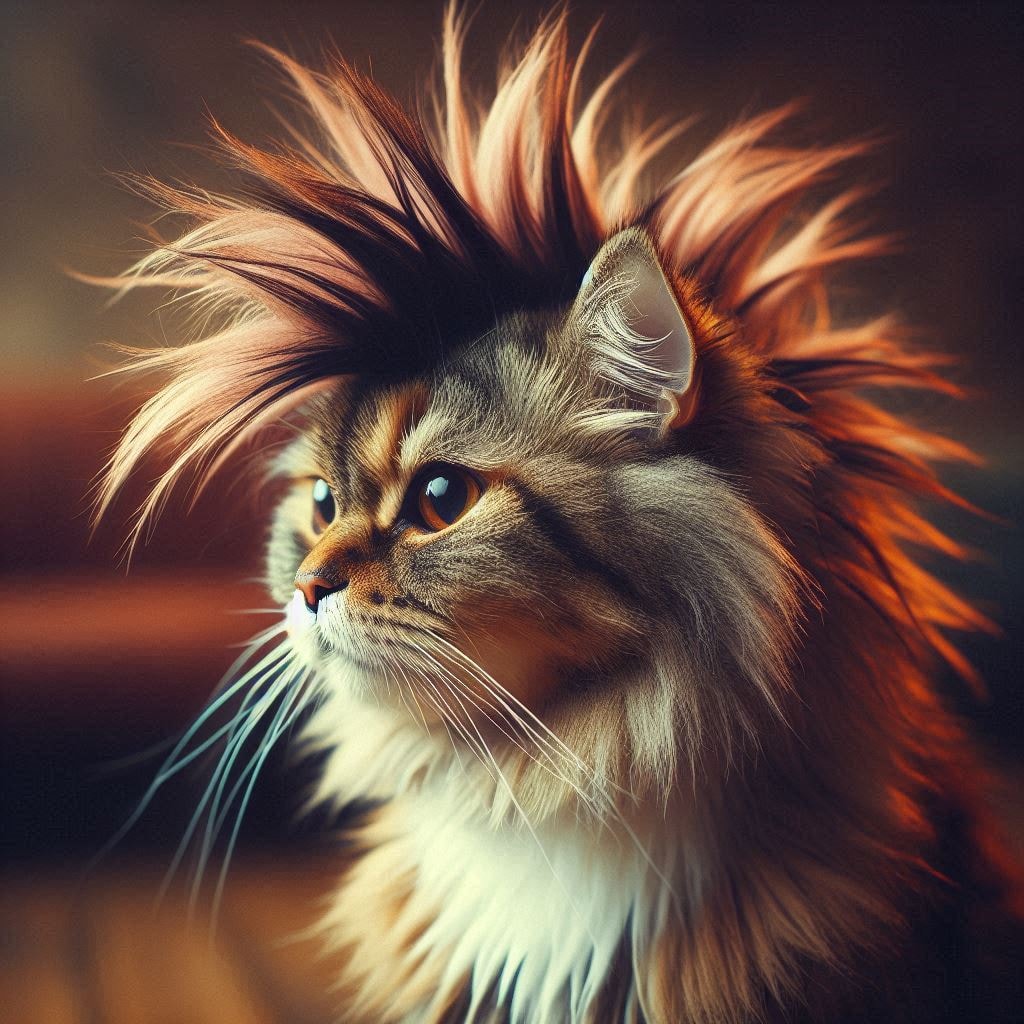 モヒカンにした猫