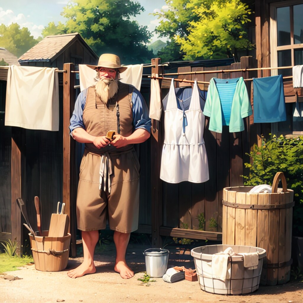 レスランドのじじい達、洗濯をする