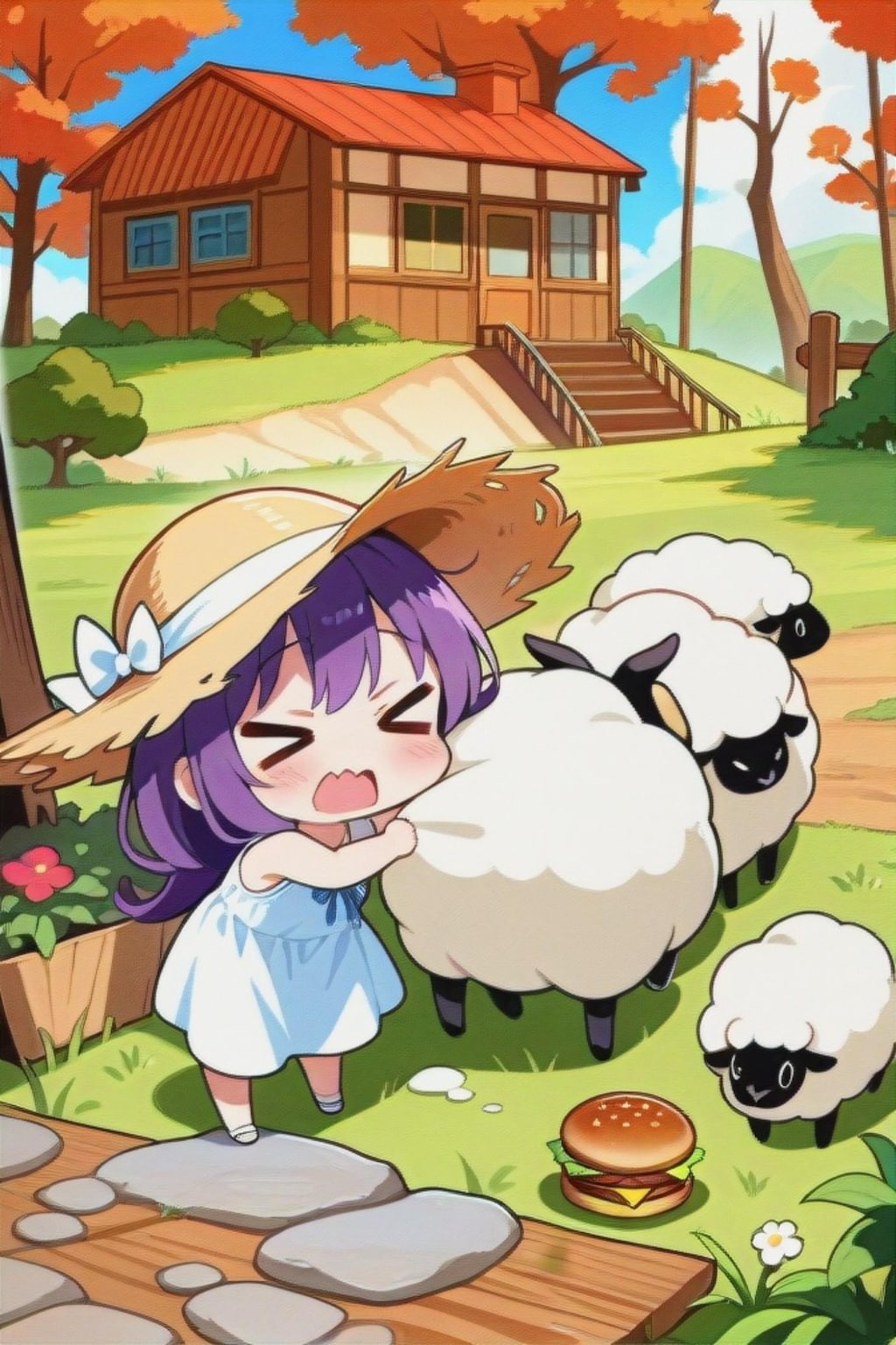 紫髪ちゃんと羊