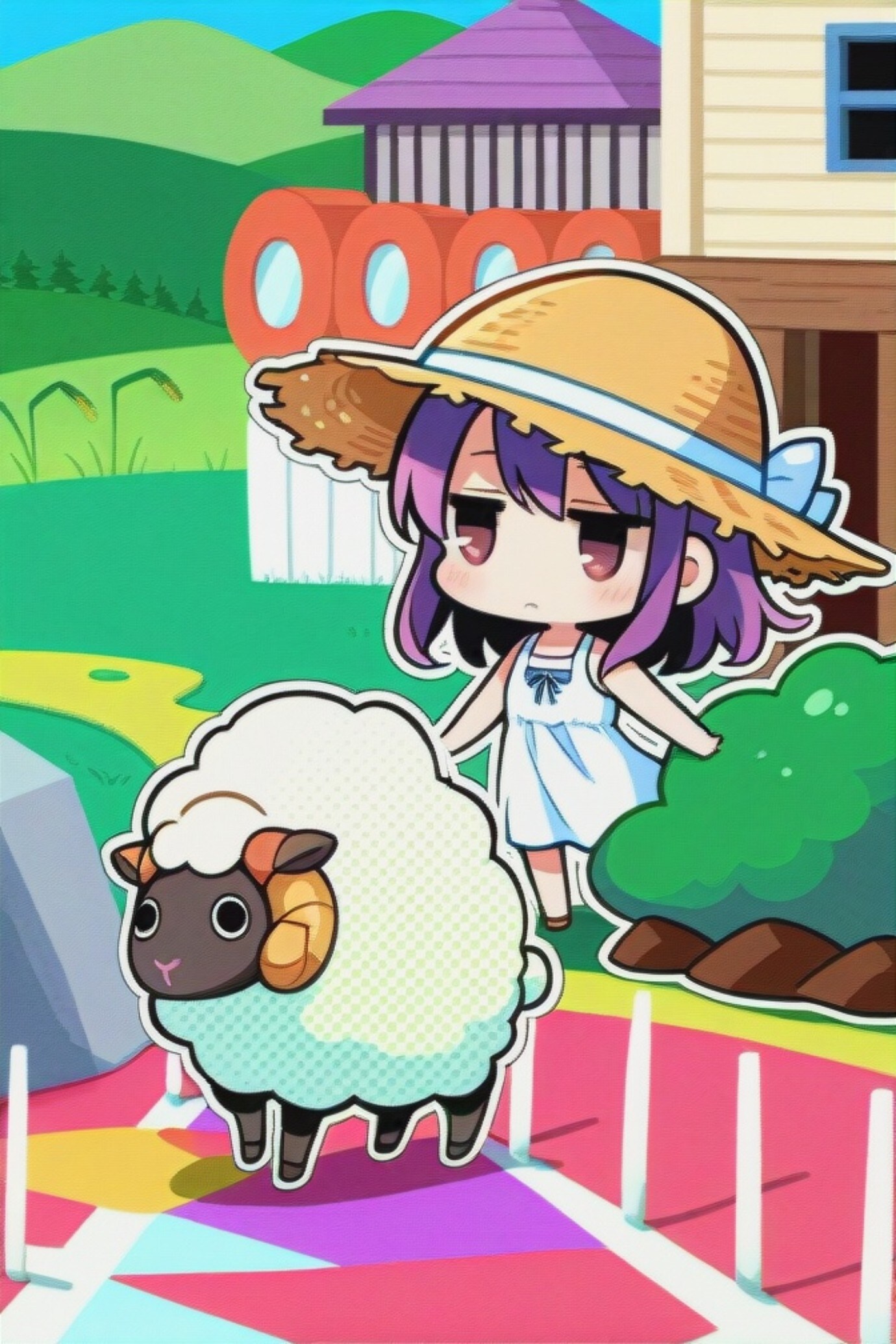 紫髪ちゃんと羊