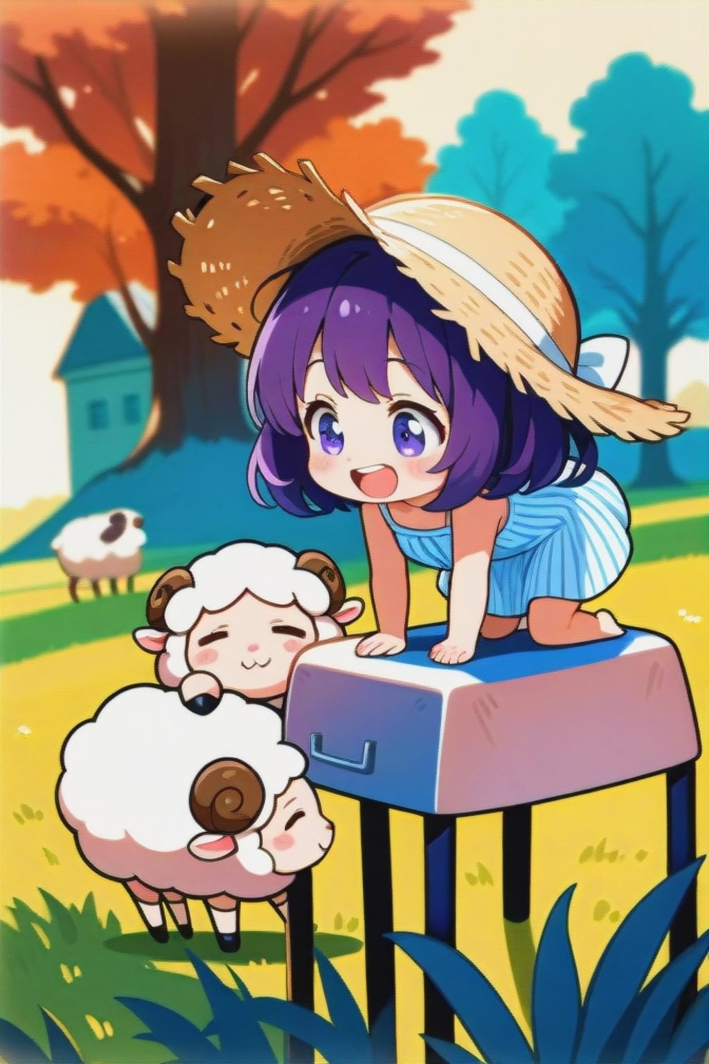 紫髪ちゃんと羊