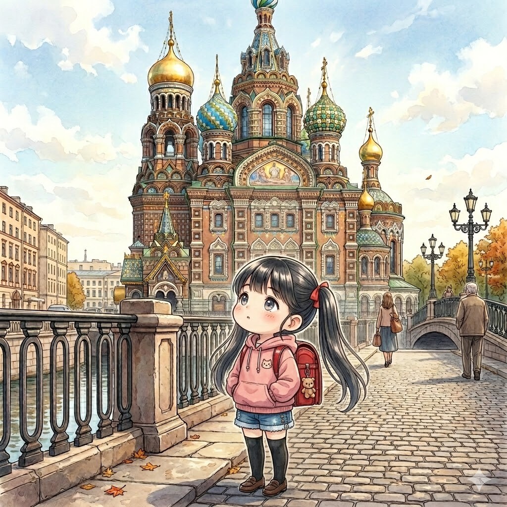 サンクトペテルブルクを観光する女の子