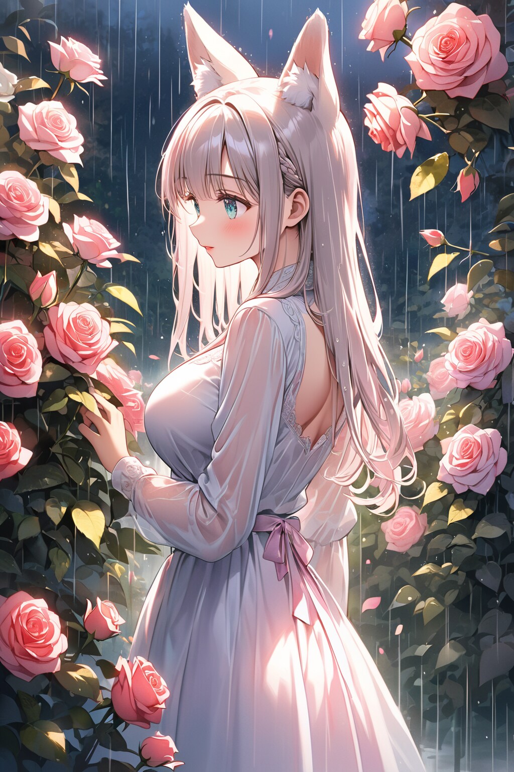 雨に濡れる花