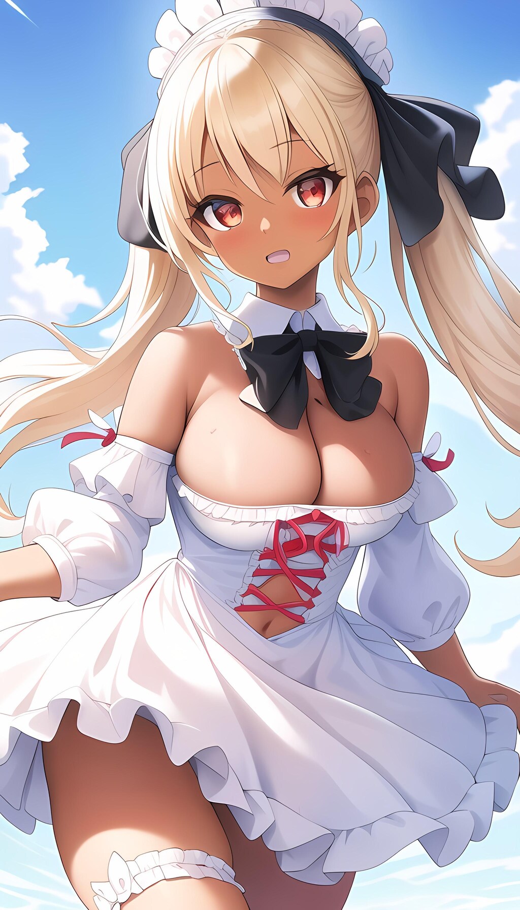 白いドレスの褐色ガール