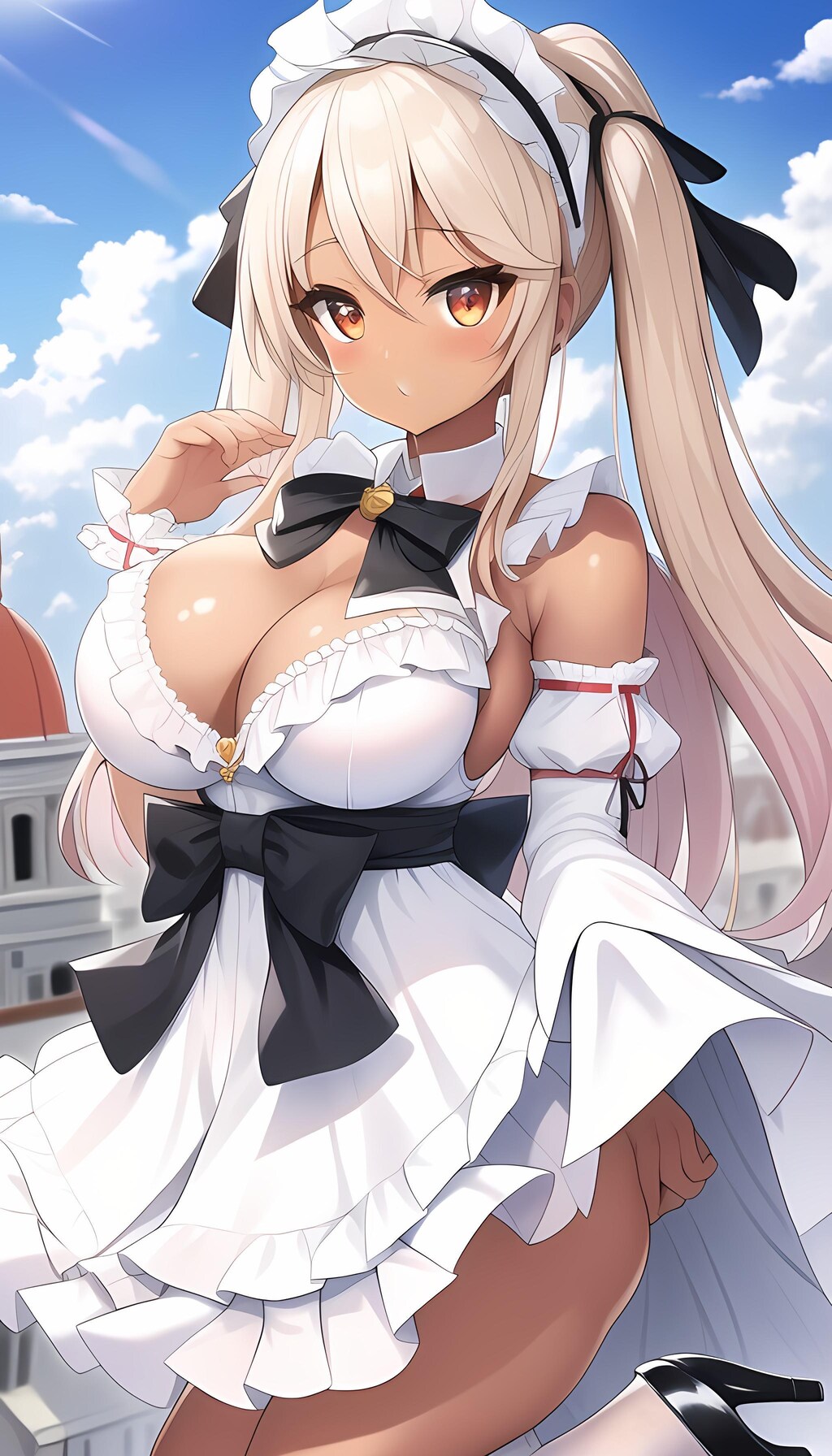 白いドレスの褐色ガール
