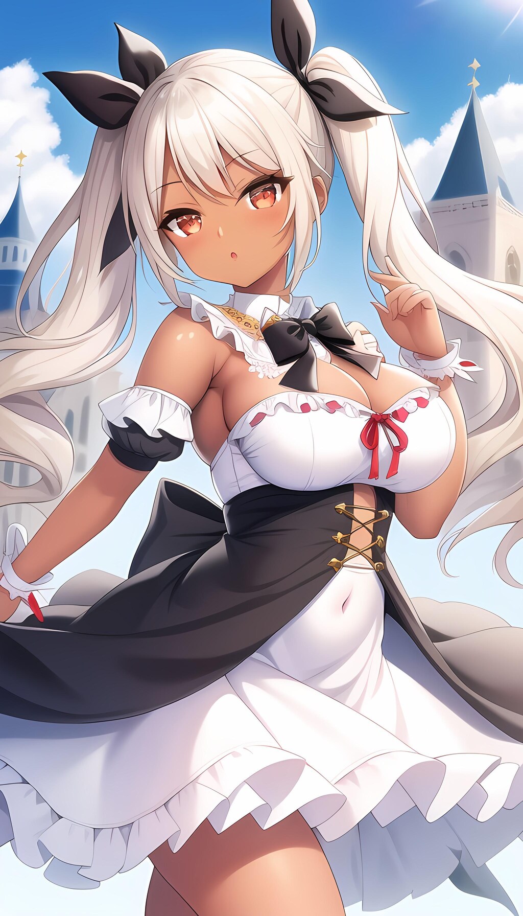 白いドレスの褐色ガール