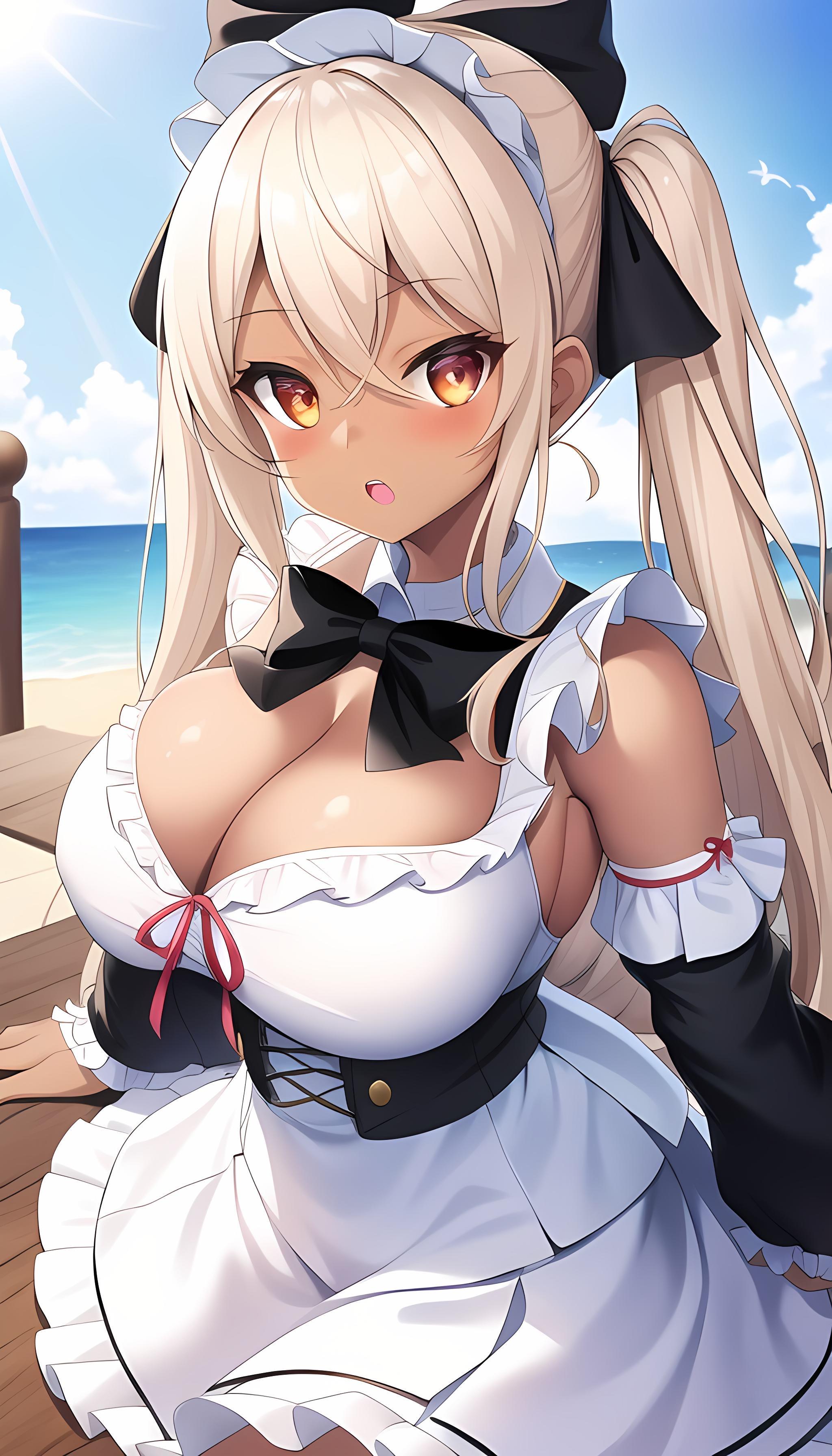 白いドレスの褐色ガール