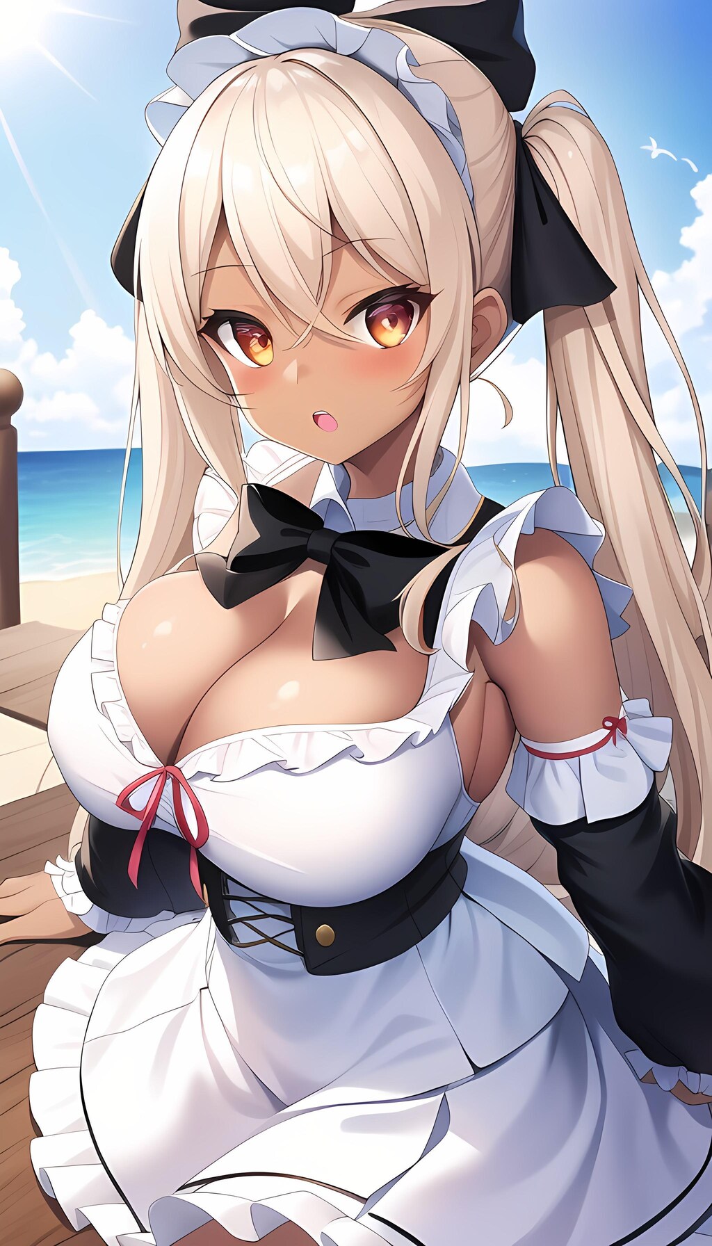 白いドレスの褐色ガール