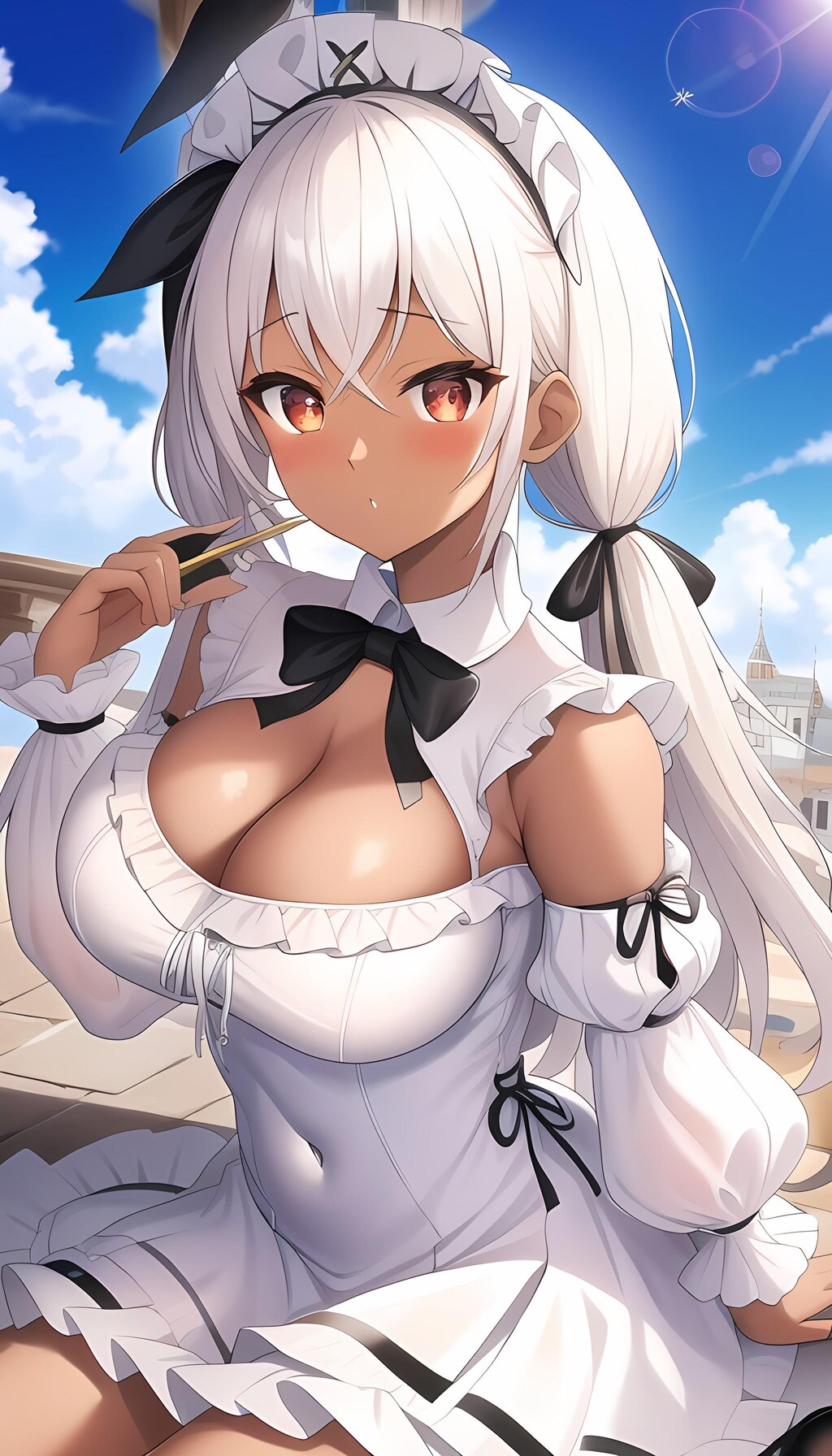 白いドレスの褐色ガール