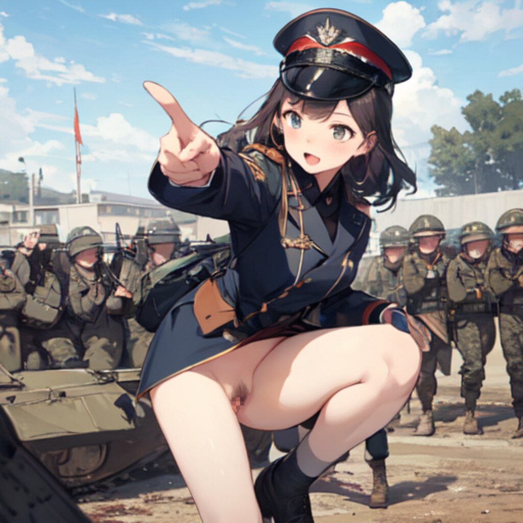 部隊を鼓舞する軍服娘