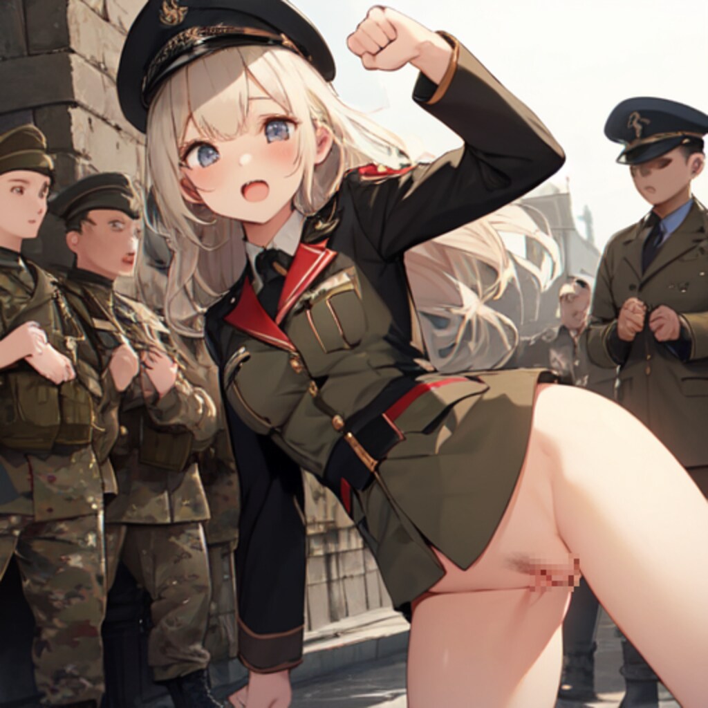部隊を鼓舞する軍服娘