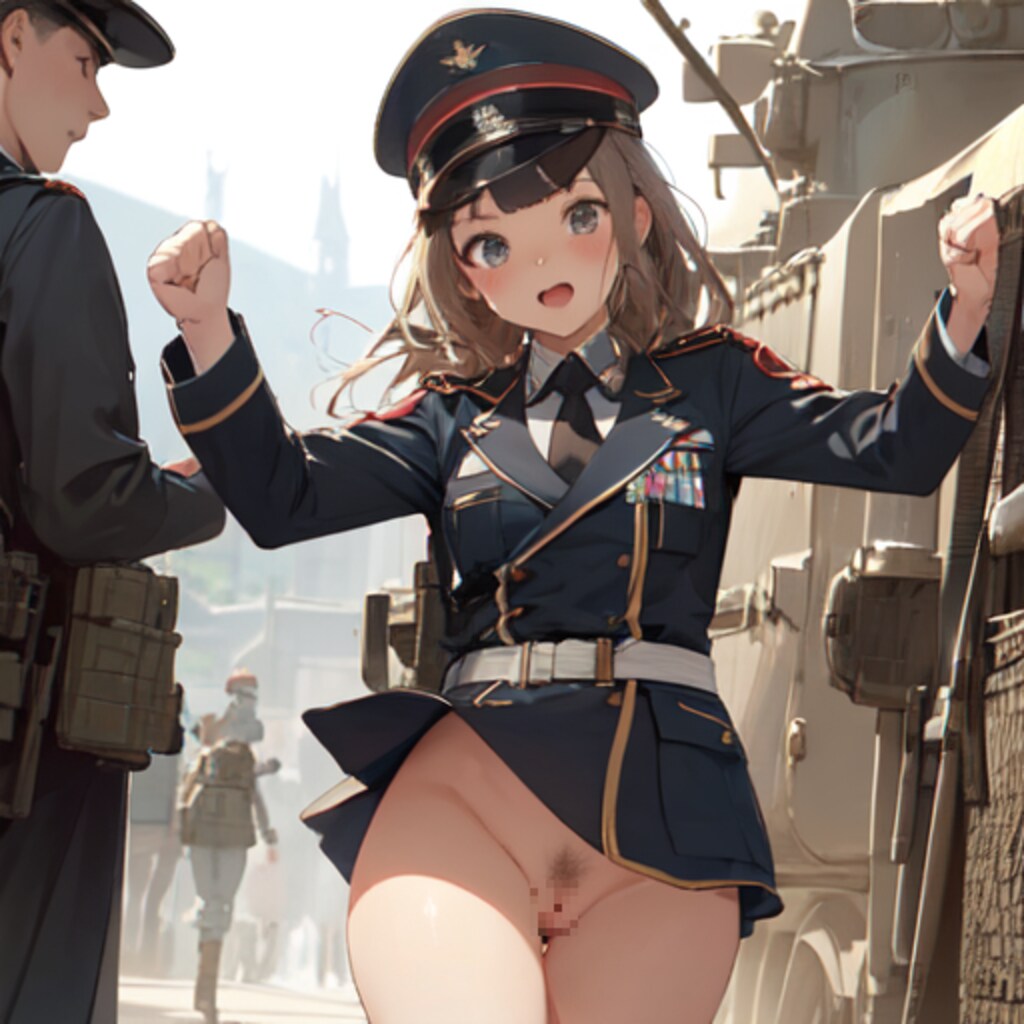 部隊を鼓舞する軍服娘