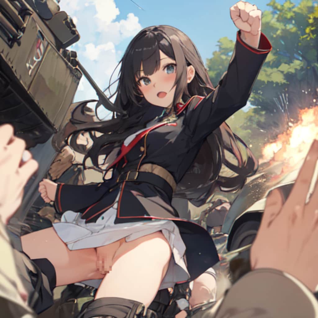 部隊を鼓舞する軍服娘