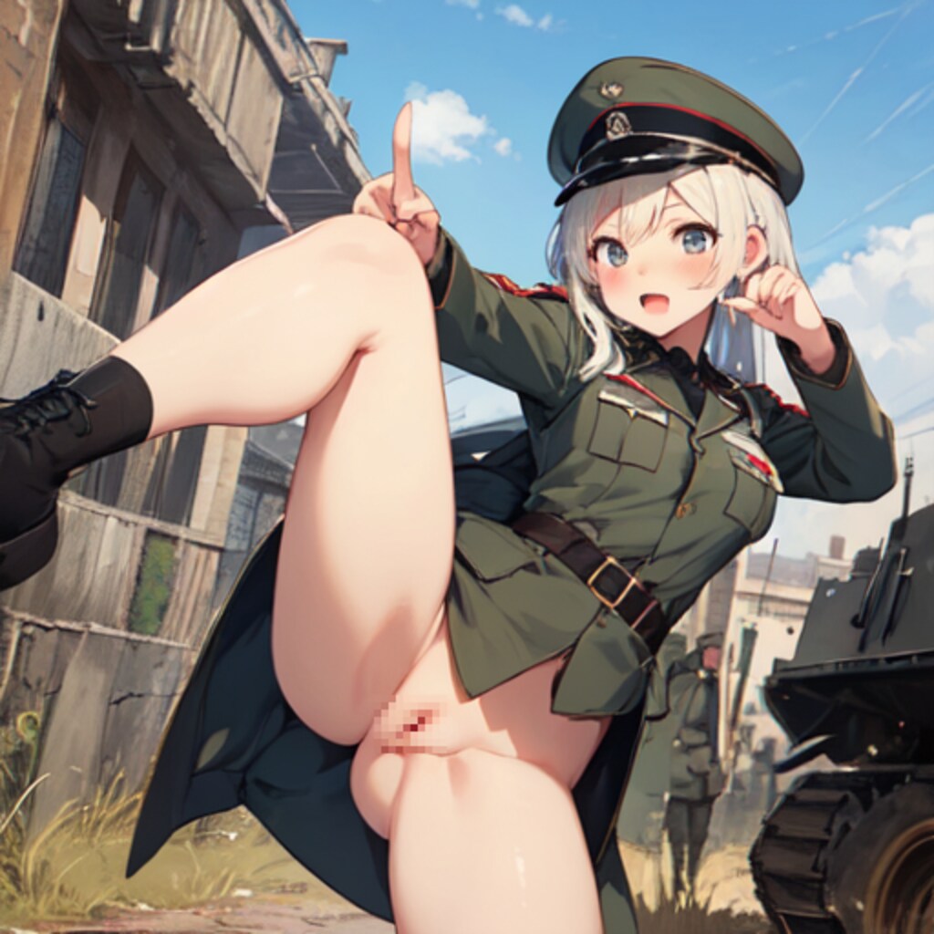 部隊を鼓舞する軍服娘