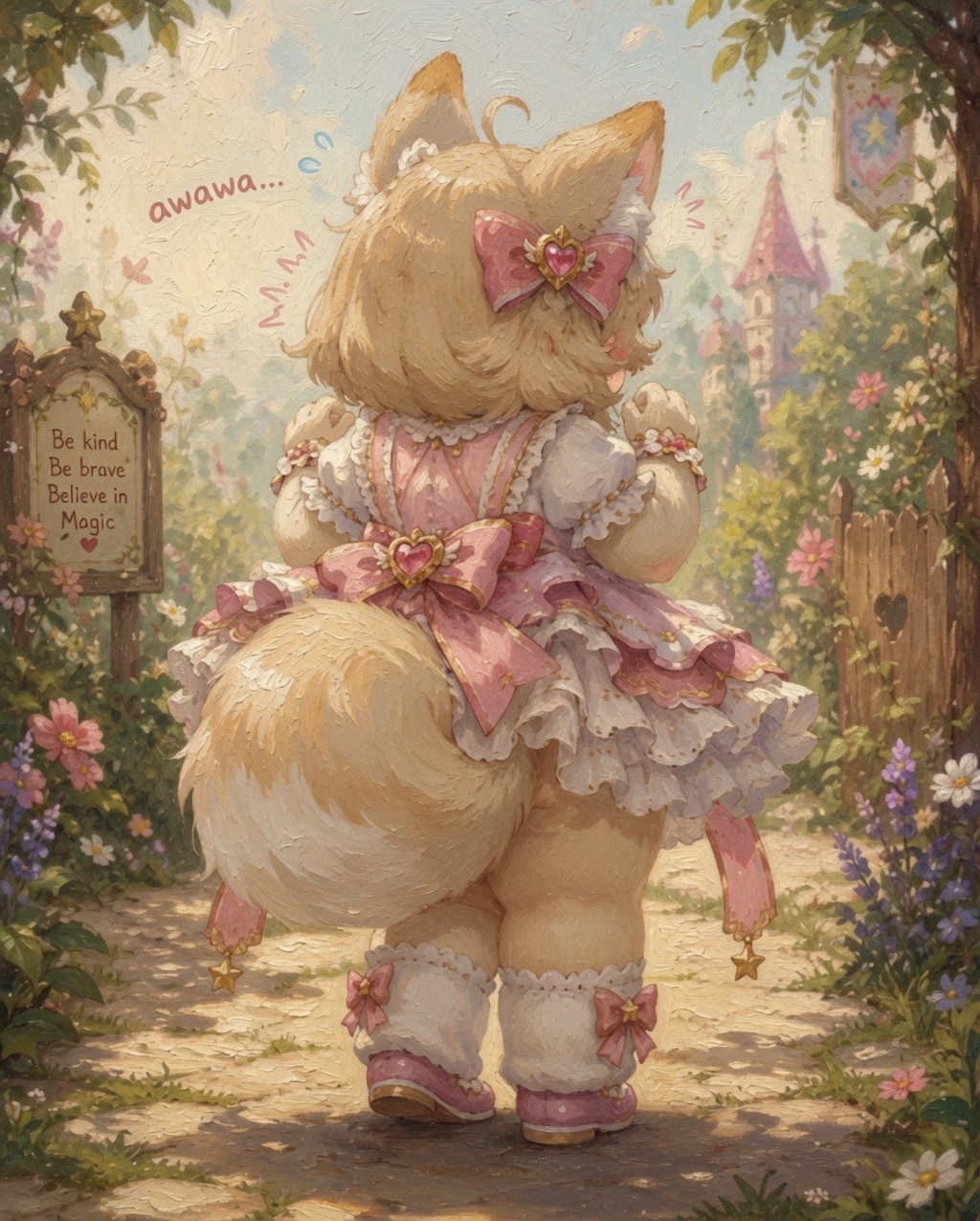 ふわふわしっぽ魔法少女ちゃんの後ろ姿
