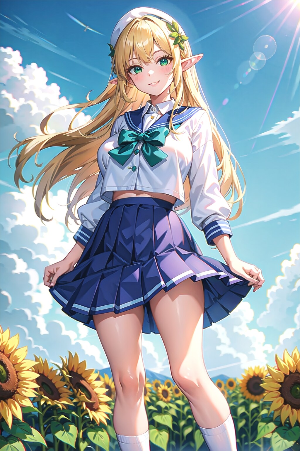 向日葵とエルフとセーラー服