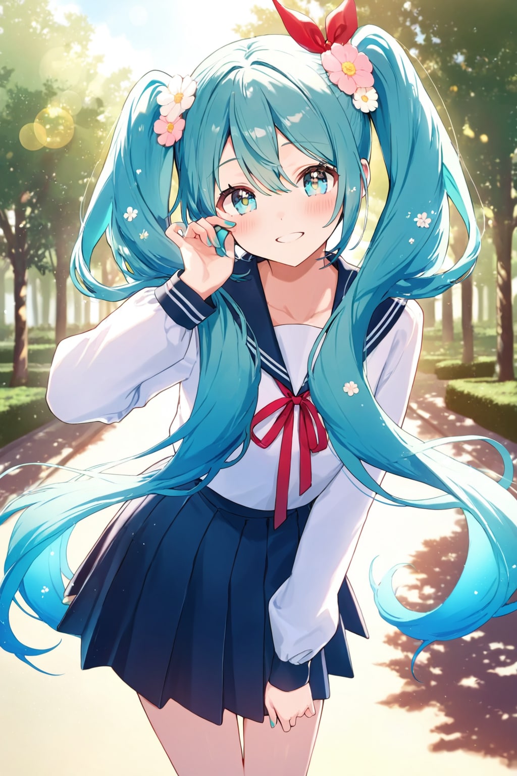 花ある１人、華ある朝の女の子は、