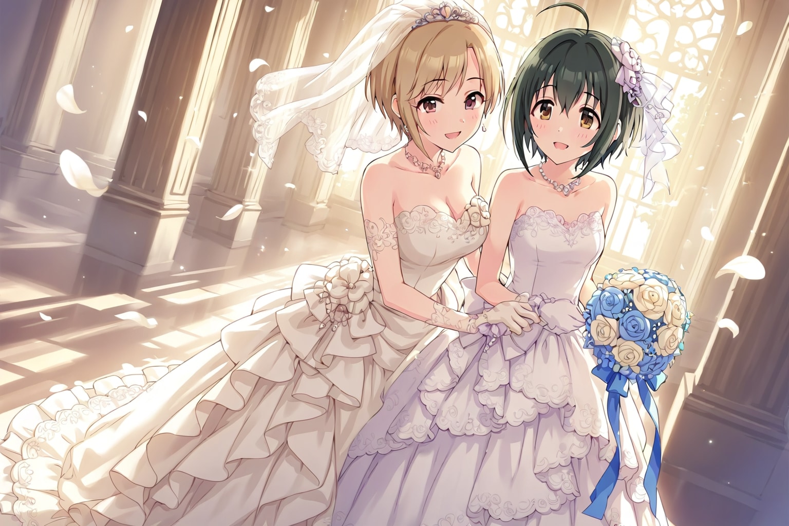 花嫁衣裳の相葉夕実と小日向美穂 | の人気AIイラスト・グラビア