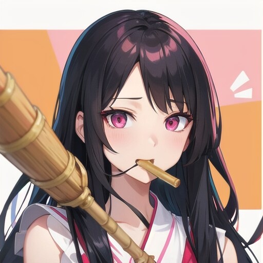 何か咥えている少女