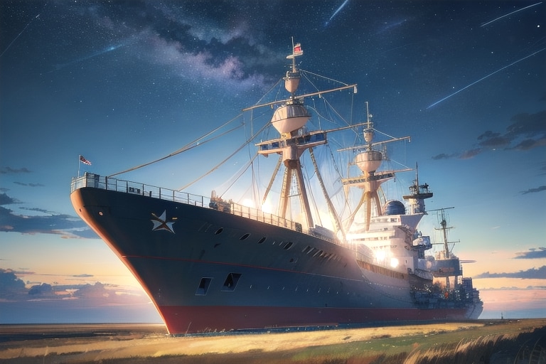 軍艦と夜空 | の人気AIイラスト・グラビア
