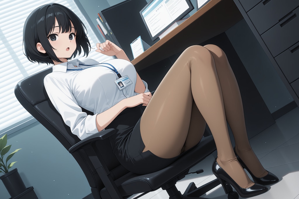 黒髪ショートOL「なんですか～」