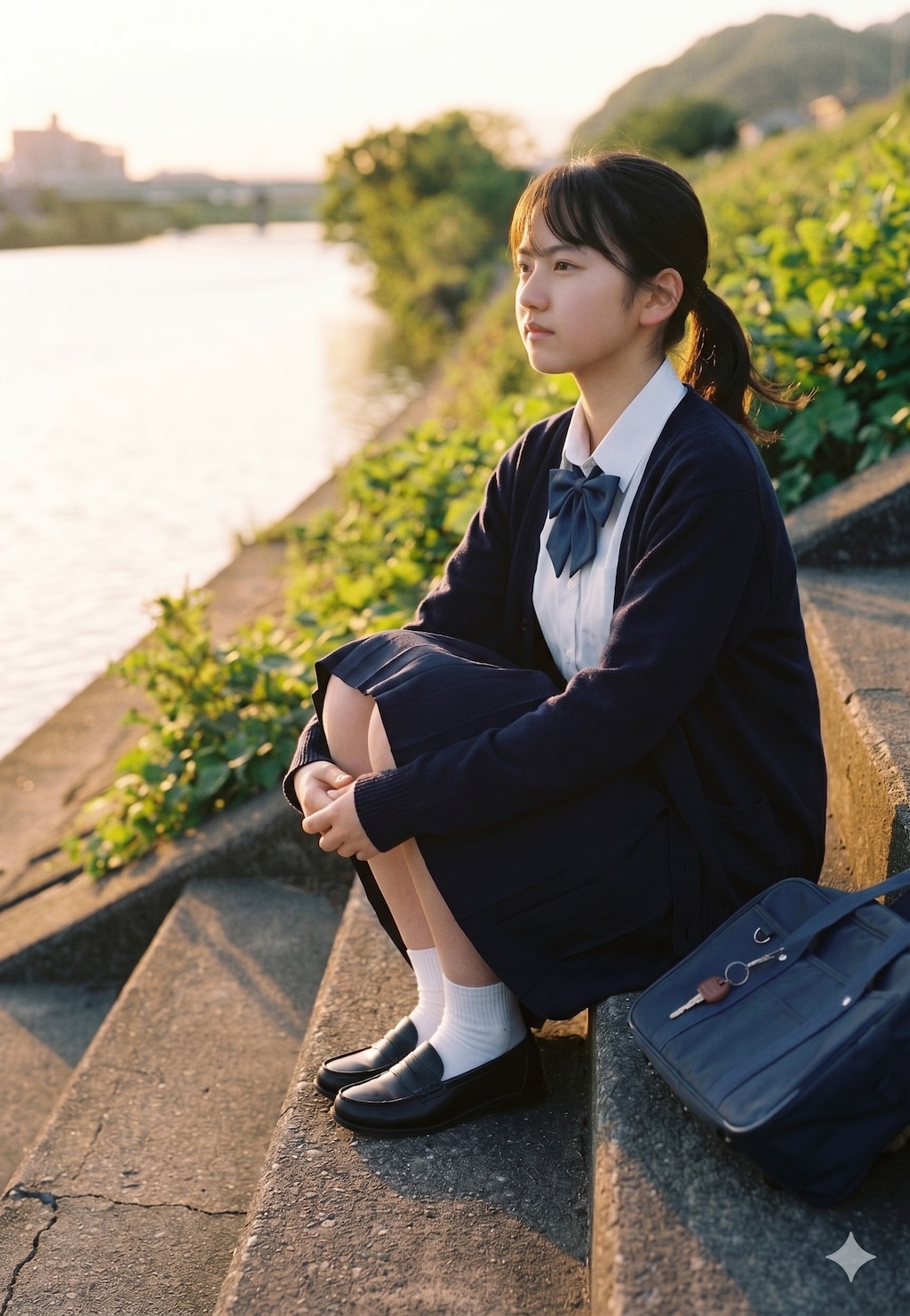 普通の美少女　夕日