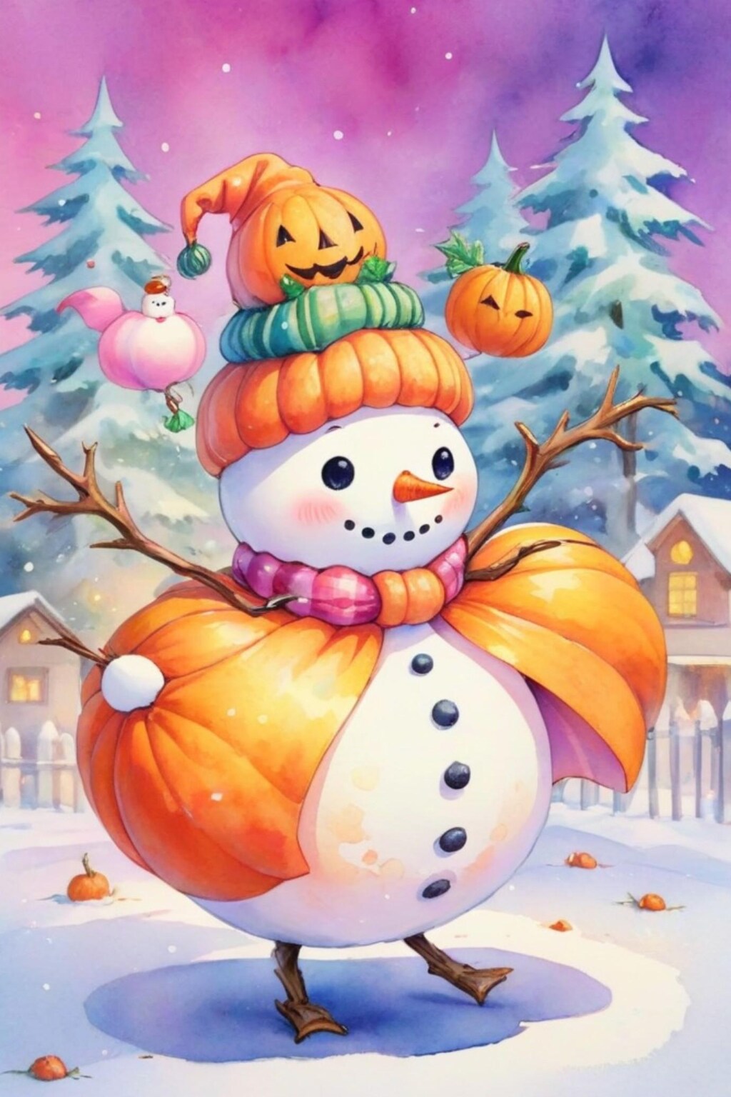 雪だるまとカボチャ