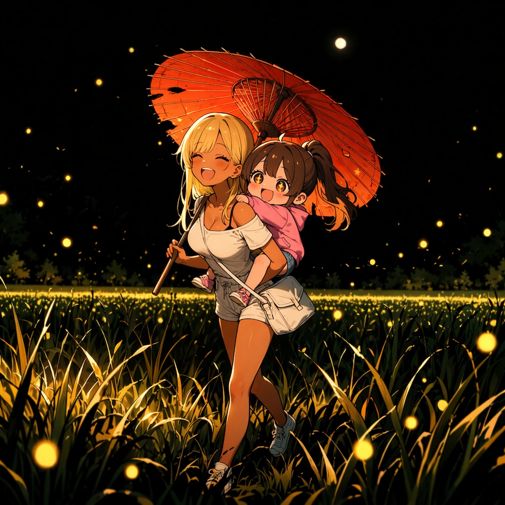 蛍と月の黒ギャル