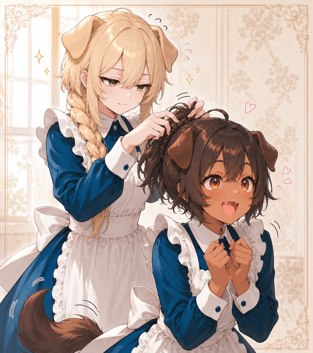髪を結う藍くん
