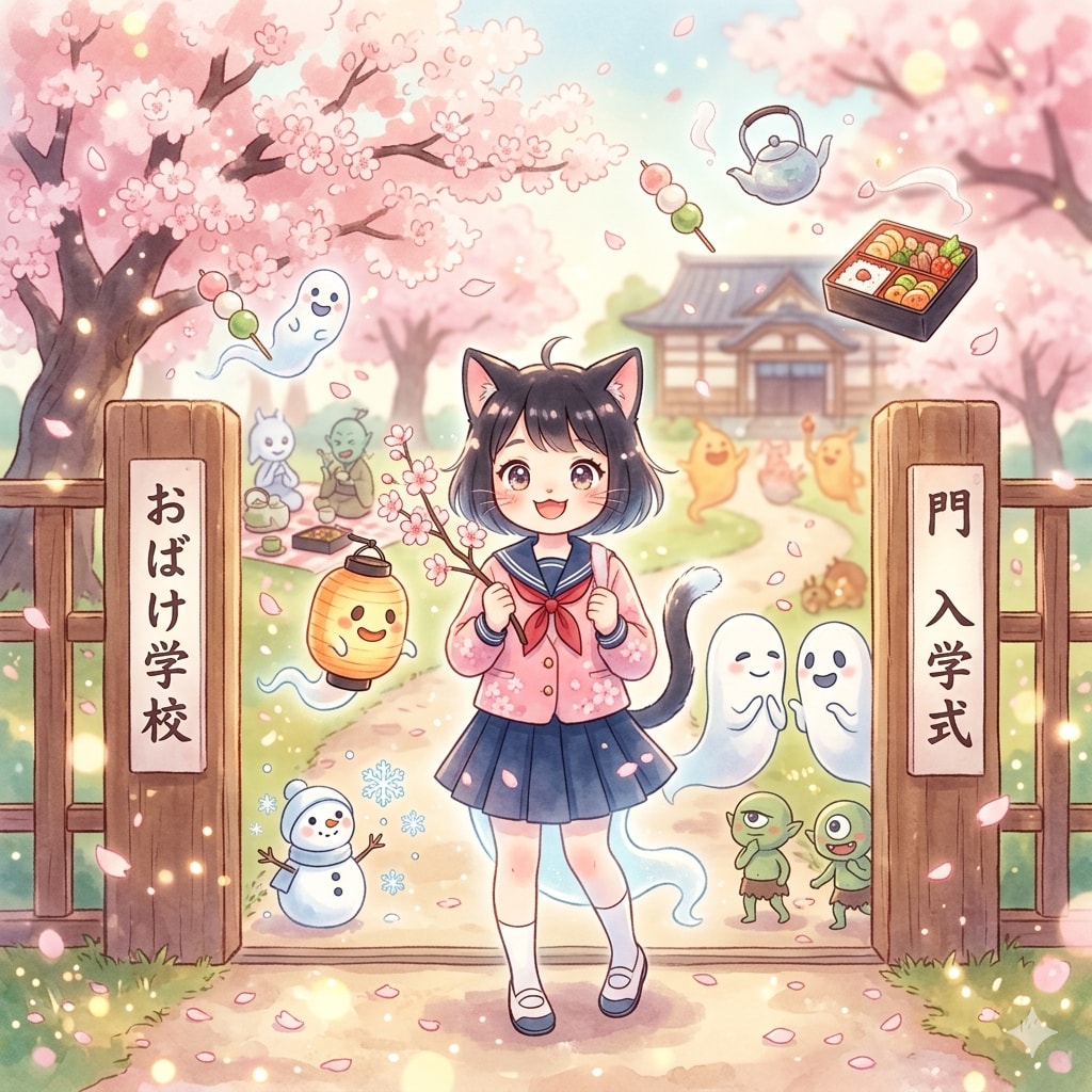 お化けの学校の入学お花見