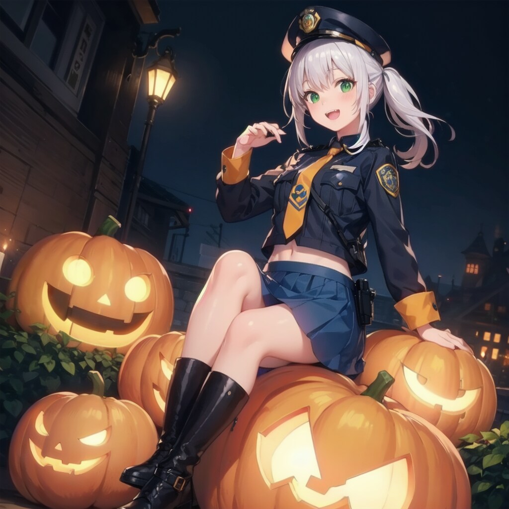 ハロウィンパーティーを楽しみ警察署長