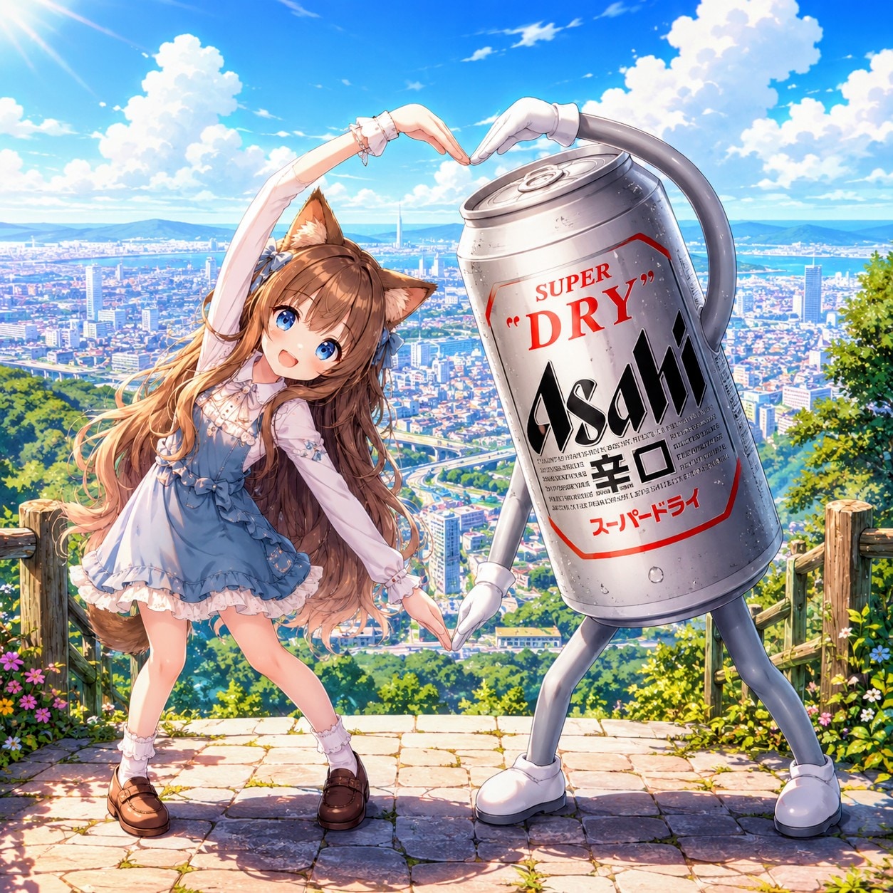 手でハートを作る小さな女の子
