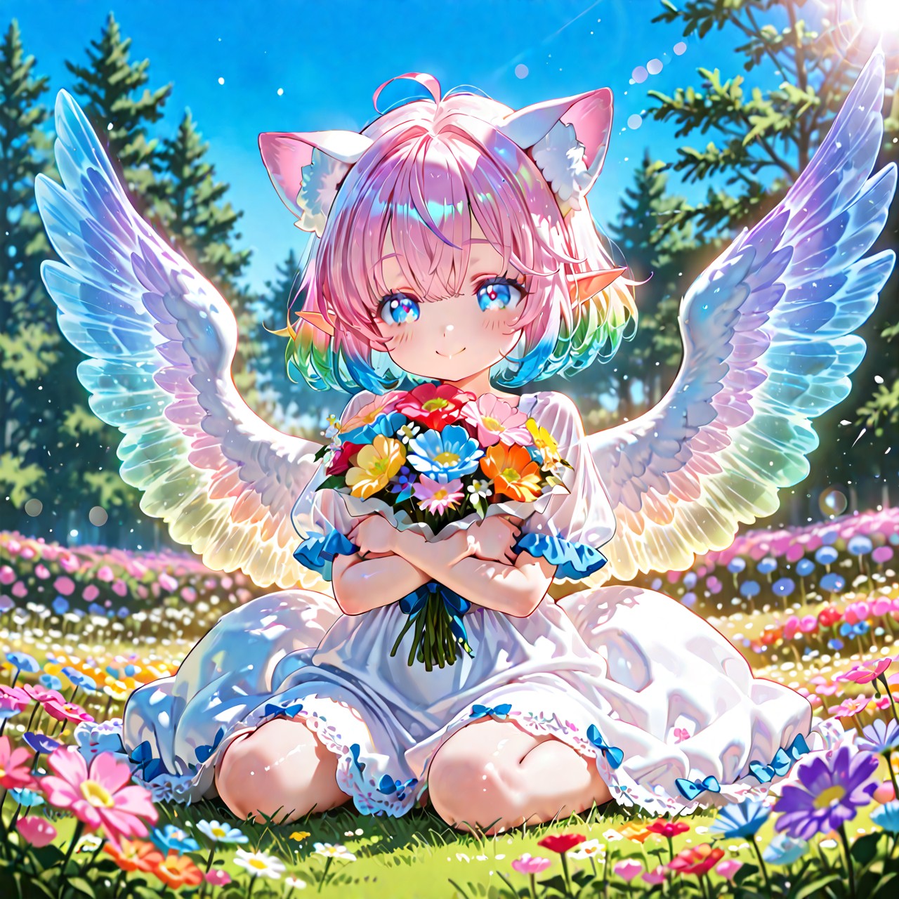 5枚）花束と天使さん | の人気AIイラスト・グラビア