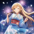 花火と浴衣エルフ 3枚目