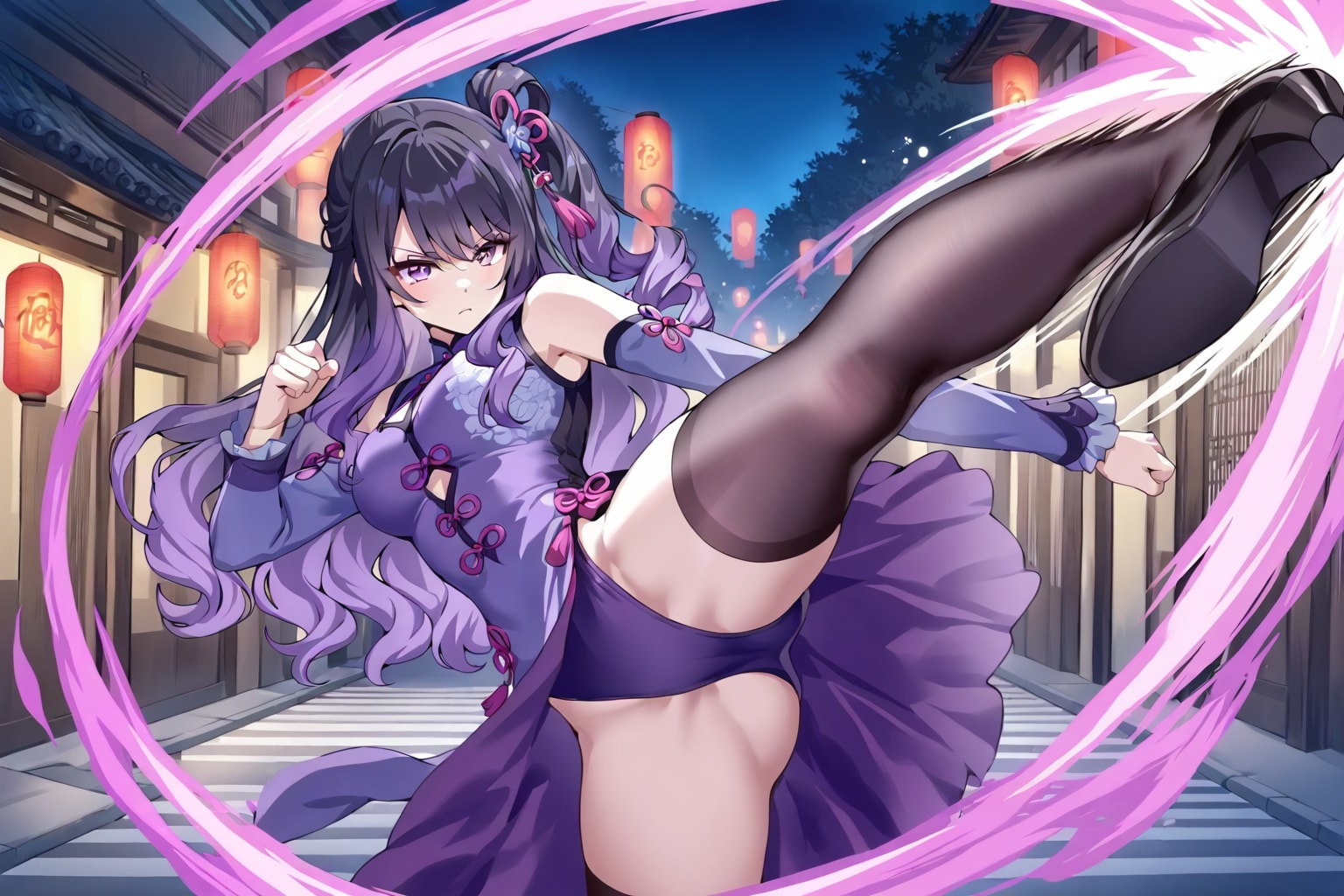 チャイナドレスでハイキックするLILACちゃん