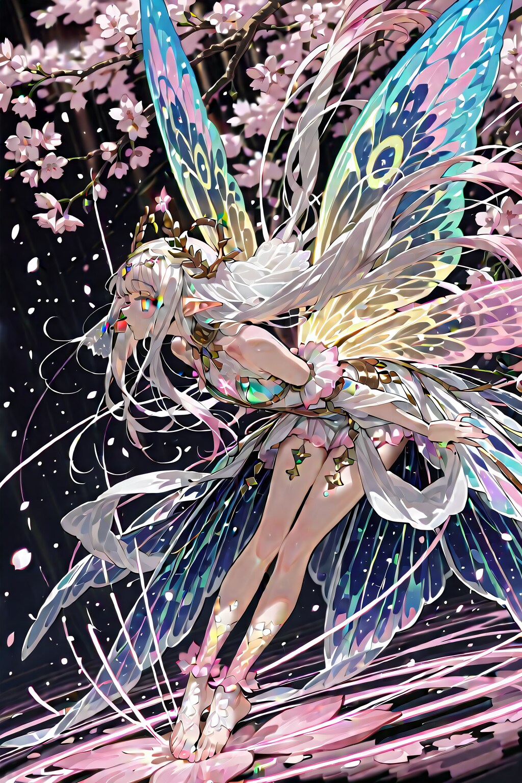 赤い果実にキスをする桜から生まれた蝶の精霊