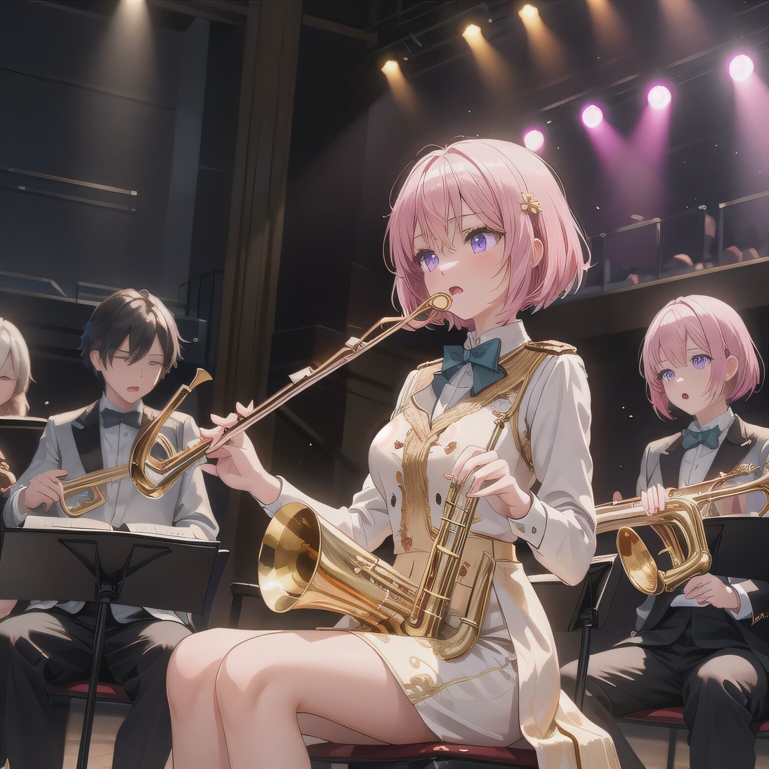 ピンク髪ボブでブラスバンドの少女２ | の人気AIイラスト・グラビア