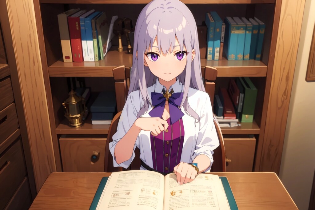 銀髪司書服(雑貨店で店番)_20231225