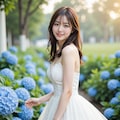 紫陽花とドレスの女性 2 7枚目