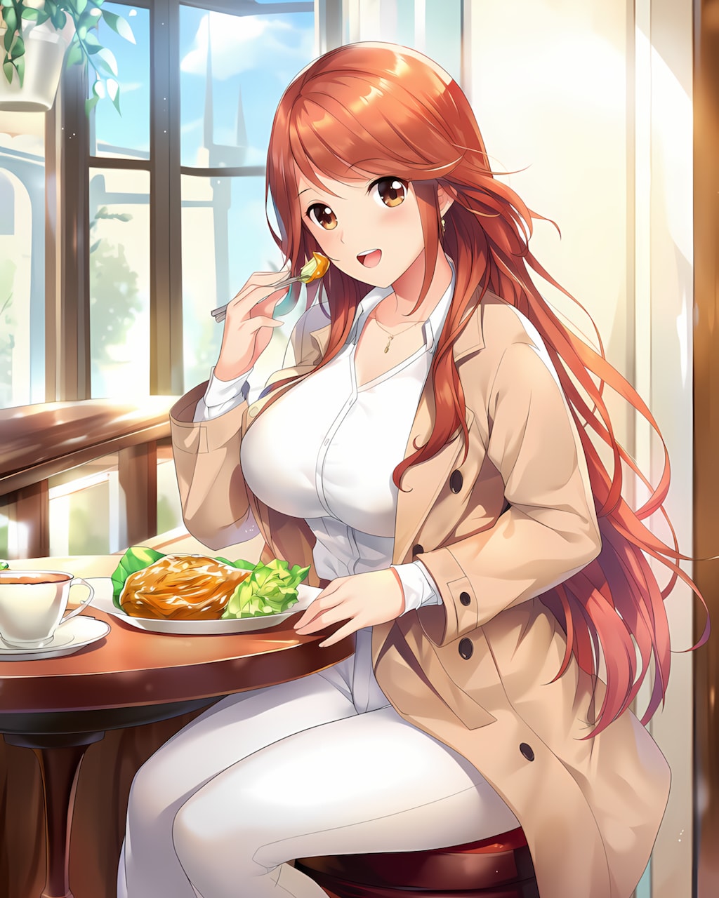 ☕️春のトレンチコート✨ノノカちゃんのカフェランチ