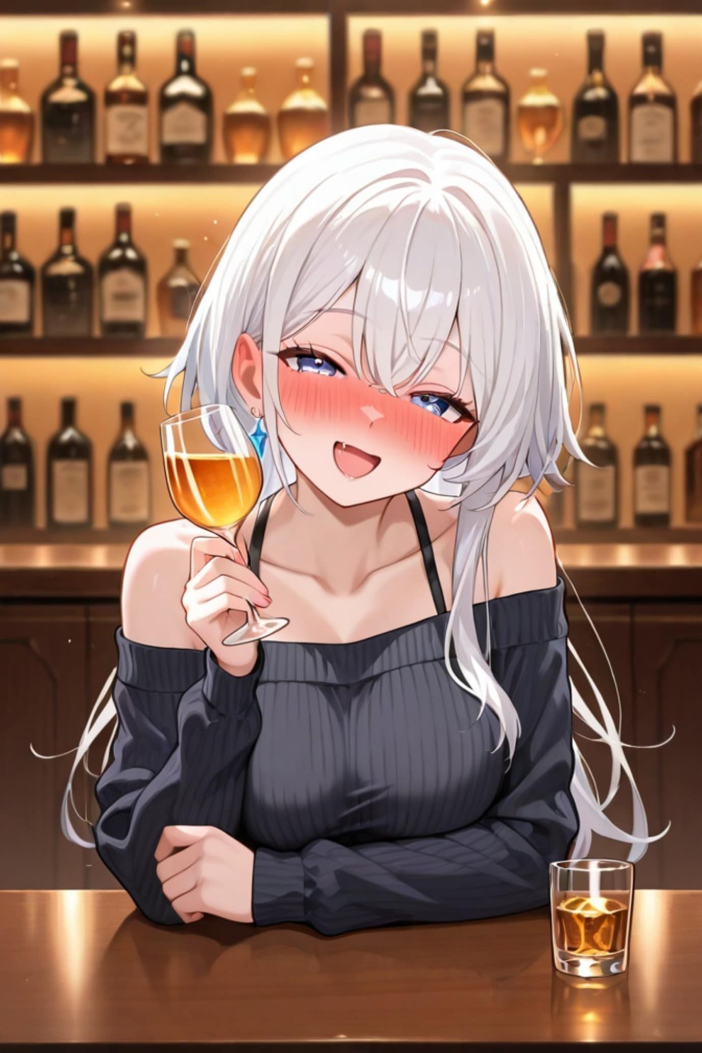 白髪ちゃんとバーカウンター